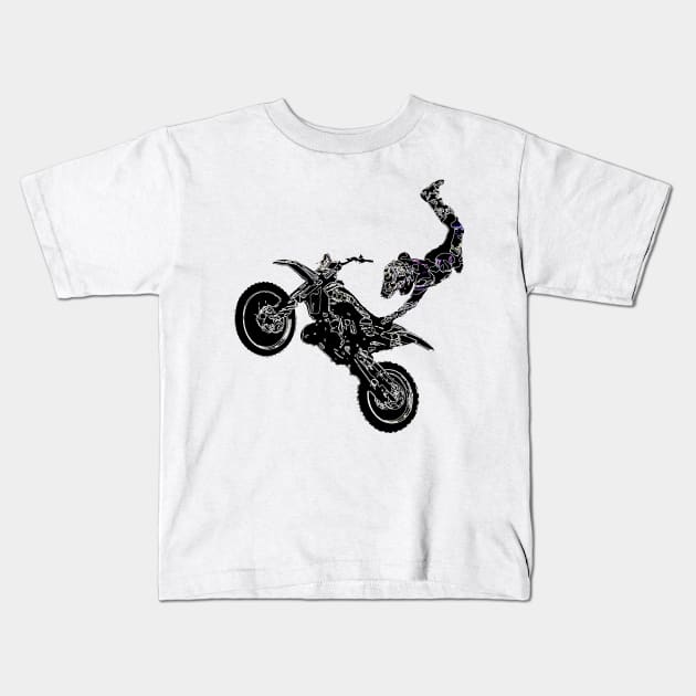 motocross Kids T-Shirt by rickylabellevie